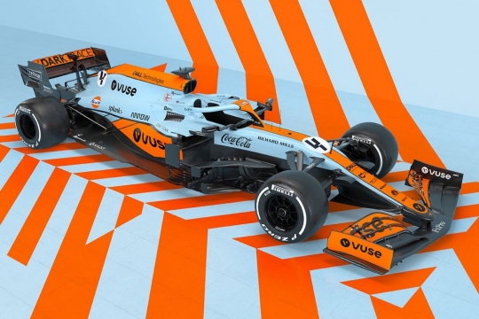 McLaren MCL35M com visual específico para o Grande Prémio do Mónaco de F1