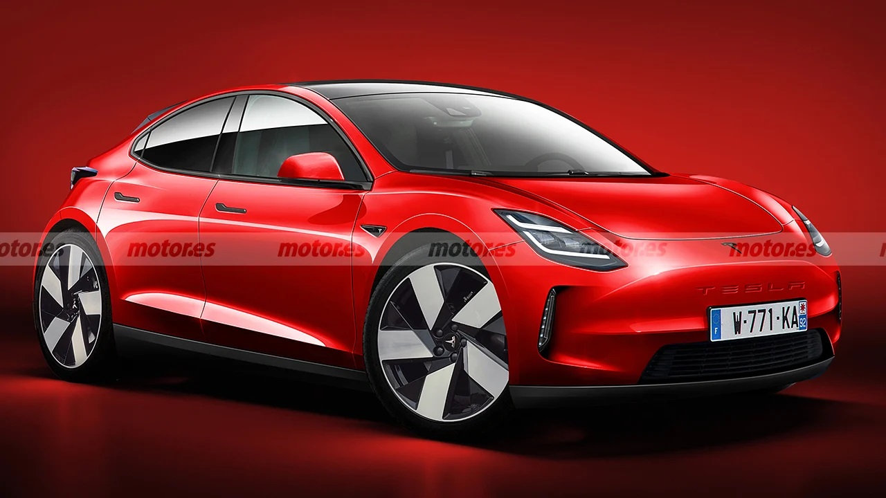 Render digital do Tesla Model 2 publicado pela Motor.es