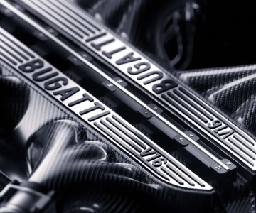 Teaser do motor V16 híbrido da Bugatti