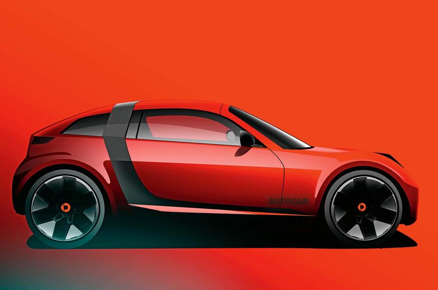 Sketch do novo Smart Roadster da autoria da Autocar