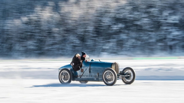 Bugatti on the ice at St. Moritz