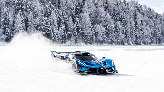 Bugatti on the ice at St. Moritz